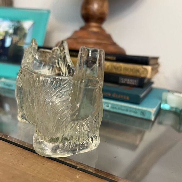 DEPRESSION GLASS  CRYSTAL SCOTTISH TERRIER SCOTTIE DOG OPEN CANDY DISH. - Picture 4 of 6
